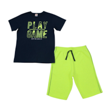 Conjunto Masculino Camiseta Play Game e Bermuda Moletinho 26019 - Brandili 