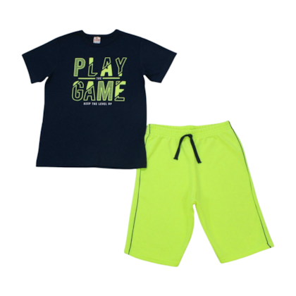 Conjunto Masculino Camiseta Play Game e Bermuda Moletinho 26019 - Brandili 