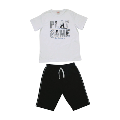 Conjunto Masculino Camiseta Play Game e Bermuda Moletinho 26019 - Brandili 