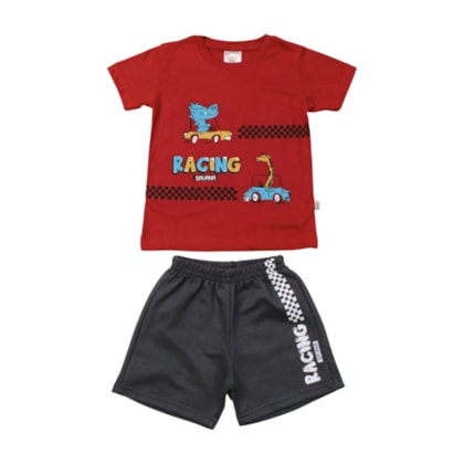 Conjunto Masculino Camiseta Racing e Bermuda Moletinho 9169 - Solinho     