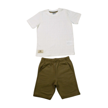 Conjunto Masculino Camiseta Trabalhada e Bermuda Moletinho 26768 - Brandili 