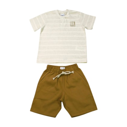 Conjunto Masculino Camiseta Trabalhada e Bermuda Sarja 28945 - Angerô    