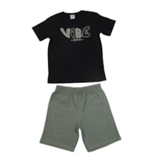 Conjunto Masculino Camiseta Vibes e Bermuda Moletinho Sarjado 27119 - Brandili
