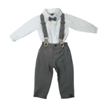 Conjunto Masculino Colan Tecido com Gravata  e Calça com Suspensório 22800034 - Aconchego do Bebê