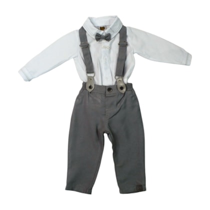 Conjunto Masculino Colan Tecido com Gravata  e Calça com Suspensório 22800034 - Aconchego do Bebê