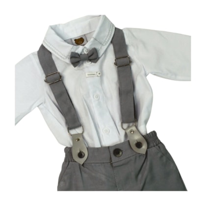 Conjunto Masculino Colan Tecido com Gravata  e Calça com Suspensório 22800034 - Aconchego do Bebê