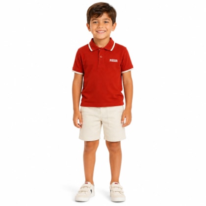 Conjunto Masculino Polo Bordada e Bermuda Sarja 27121 - Brandili