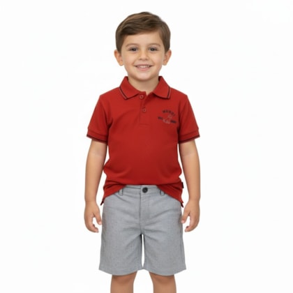 Conjunto Masculino Polo Bordada e Bermuda Tecido 37343 - Brandili Mundi