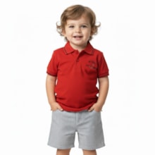 Conjunto Masculino Polo Bordada e Bermuda Tecido 37343 - Brandili Mundi
