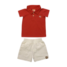 Conjunto Masculino Polo Bordada e Bermuda Tecido 8841 - Time Kids 