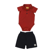 Conjunto Masculino Polo Bordado Barco e Bermuda Moletinho 25220 - Rollu