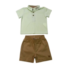 Conjunto Masculino Polo Bordado Carrinho e Bermuda Sarja 8113 - Perfec Boys  