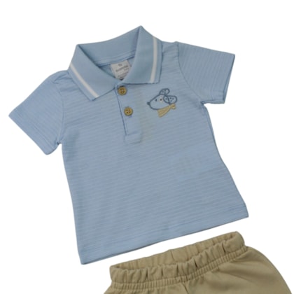 Conjunto Masculino Polo Cachorro e Bermuda Moletinho - 27366 - Brandili
