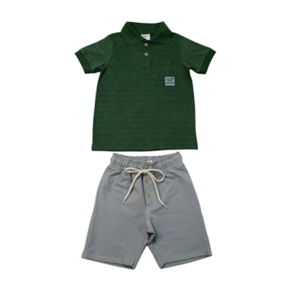 Conjunto Masculino Polo com Bolso e Bermuda Moletinho 28847 - Angerô 