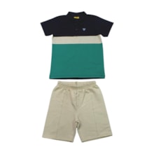 Conjunto Masculino Polo com Listra e Bermuda Moletinho 25246 - Rollu