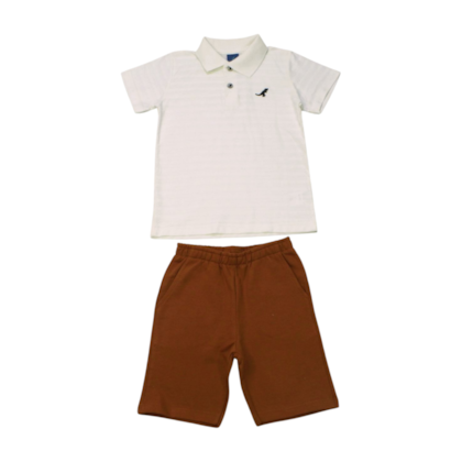 Conjunto Masculino Polo com Listras e Bermuda Moletinho 47064 - Rei Rex 