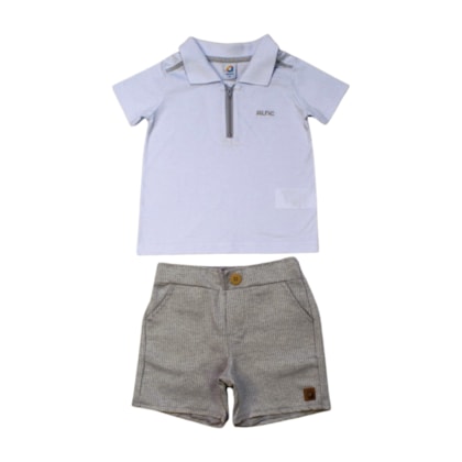 Conjunto Masculino Polo com Ziper e Bermuda Tecido 71366 - Alenice