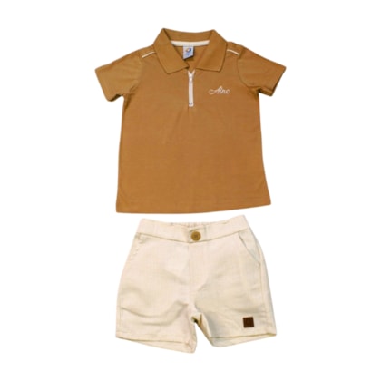 Conjunto Masculino Polo com Ziper e Bermuda Tecido 71366 - Alenice 