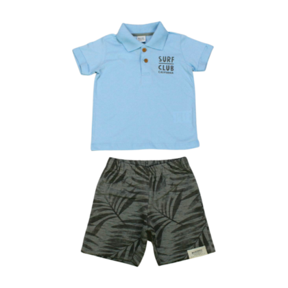 Conjunto Masculino Polo e Bermuda Moletinho Estampada 13129 - Ding Dang
