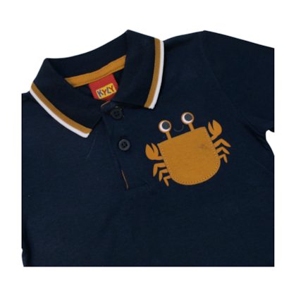 Conjunto Masculino Polo e Bermuda Moletinho Estampada Caranguejo 1001070 - Kyly 