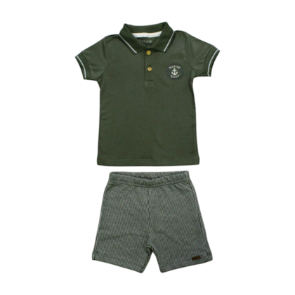 Conjunto Masculino Polo e Bermuda Moletinho Listrada 26128 - Brandili Mundi      