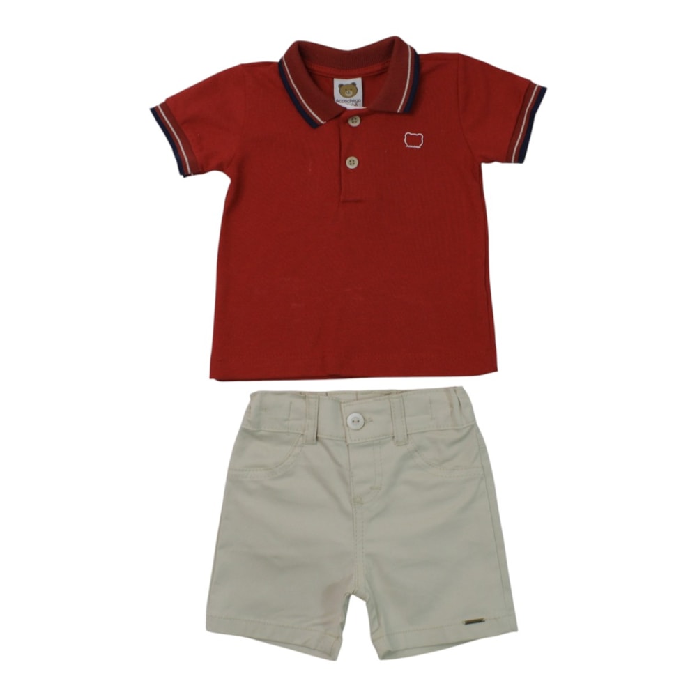 Conjunto Masculino Polo e Bermuda Sarja 22600079 - Aconchego do Bebê