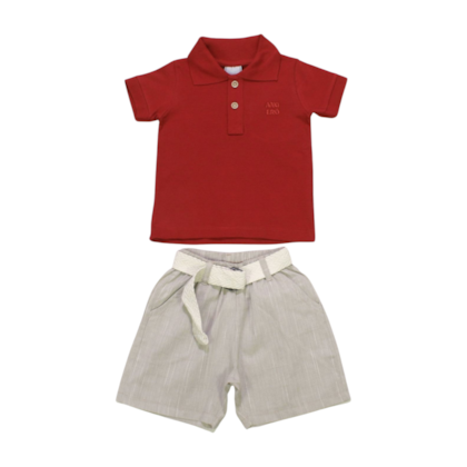 Conjunto Masculino Polo e Bermuda Tecido com Cinto 28691 - Angerô 