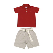 Conjunto Masculino Polo e Bermuda Tecido com Cinto 28691 - Angerô 