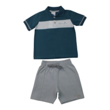 Conjunto Masculino Polo Estampa Believe e Bermuda Moletino 29046 - Angerô