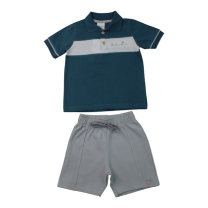 Conjunto Masculino Polo Estampa Believe e Bermuda Moletino 29046 - Angerô