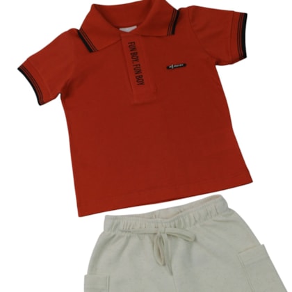 Conjunto Masculino Polo Estampa Fun e Bermuda Moletinho 29047 - Angerô