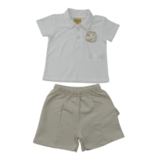 Conjunto Masculino Polo Estampa Girafa e Bermuda Moletinho 27227 - Rollu