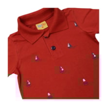 Conjunto Masculino Polo Estampada Barcos e Bermuda Moletinho 25247 - Rollu