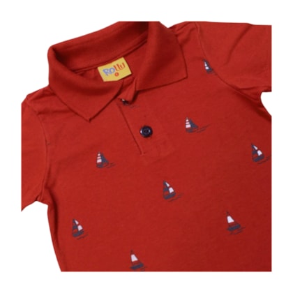 Conjunto Masculino Polo Estampada Barcos e Bermuda Moletinho 25247 - Rollu