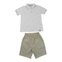 Conjunto Masculino Polo Estampada e Bermuda Tecido A0527 - Alakazoo