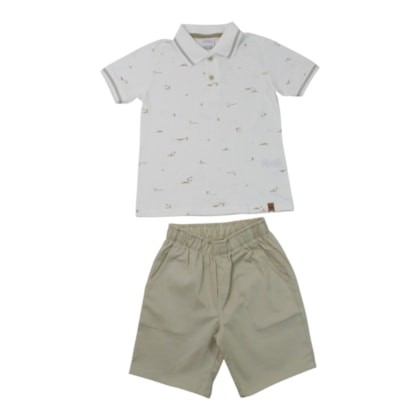 Conjunto Masculino Polo Estampada e Bermuda Tecido A0527 - Alakazoo