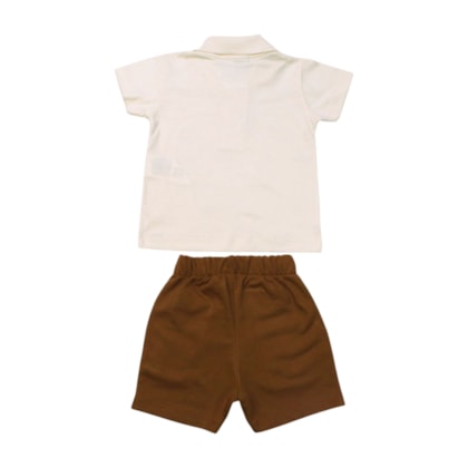 Conjunto Masculino Polo Estampada Jacaré e Bermuda Moletinho 11920 - Kaiani 
