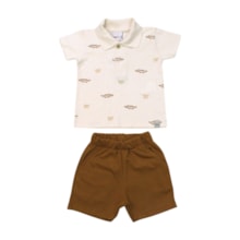 Conjunto Masculino Polo Estampada Jacaré e Bermuda Moletinho 11920 - Kaiani 