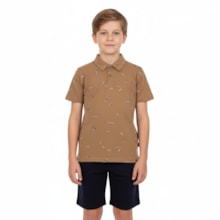 Conjunto Masculino Polo Estampada Passáros e Bermuda Moletinho 19844 - Alakazoo