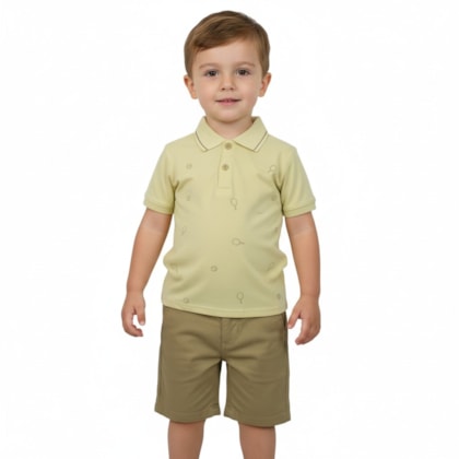 Conjunto Masculino Polo Estampada Raquete e Bermuda Moletinho 27544 - Brandili Mundi