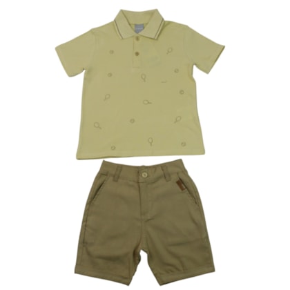 Conjunto Masculino Polo Estampada Raquete e Bermuda Moletinho 27544 - Brandili Mundi