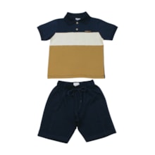 Conjunto Masculino Polo Listrada e Bermuda Moletinho 28827 - Angerô  