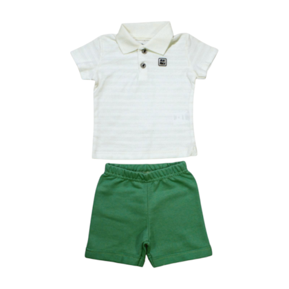 Conjunto Masculino Polo Listrada e Bermuda Moletinho 45497 - Rei Rex