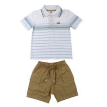 Conjunto Masculino Polo Listrada e Bermuda Sarja 2001797 - Milon