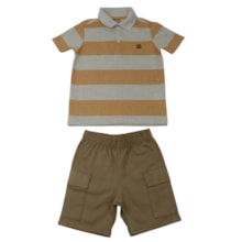 Conjunto Masculino Polo Listrada e Bermuda Sarja 26988 - Brandili Mundi
