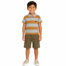 Conjunto Masculino Polo Listrada e Bermuda Sarja 26988 - Brandili Mundi
