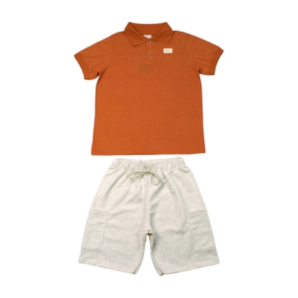 Conjunto Masculino Polo Mesclada e Bermuda Moletinho 28849 - Angerô  