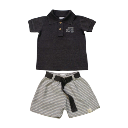 Conjunto Masculino Polo Piquet e Bermuda Tecido com Cinto 28813 - Angerô 