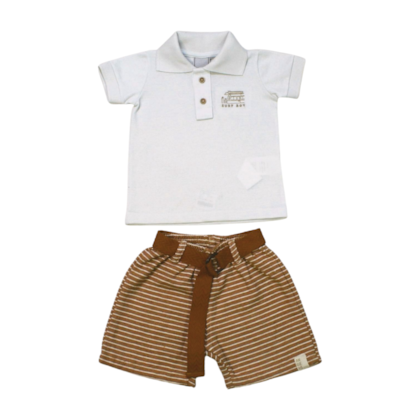 Conjunto Masculino Polo Piquet e Bermuda Tecido com Cinto 28813 - Angerô 