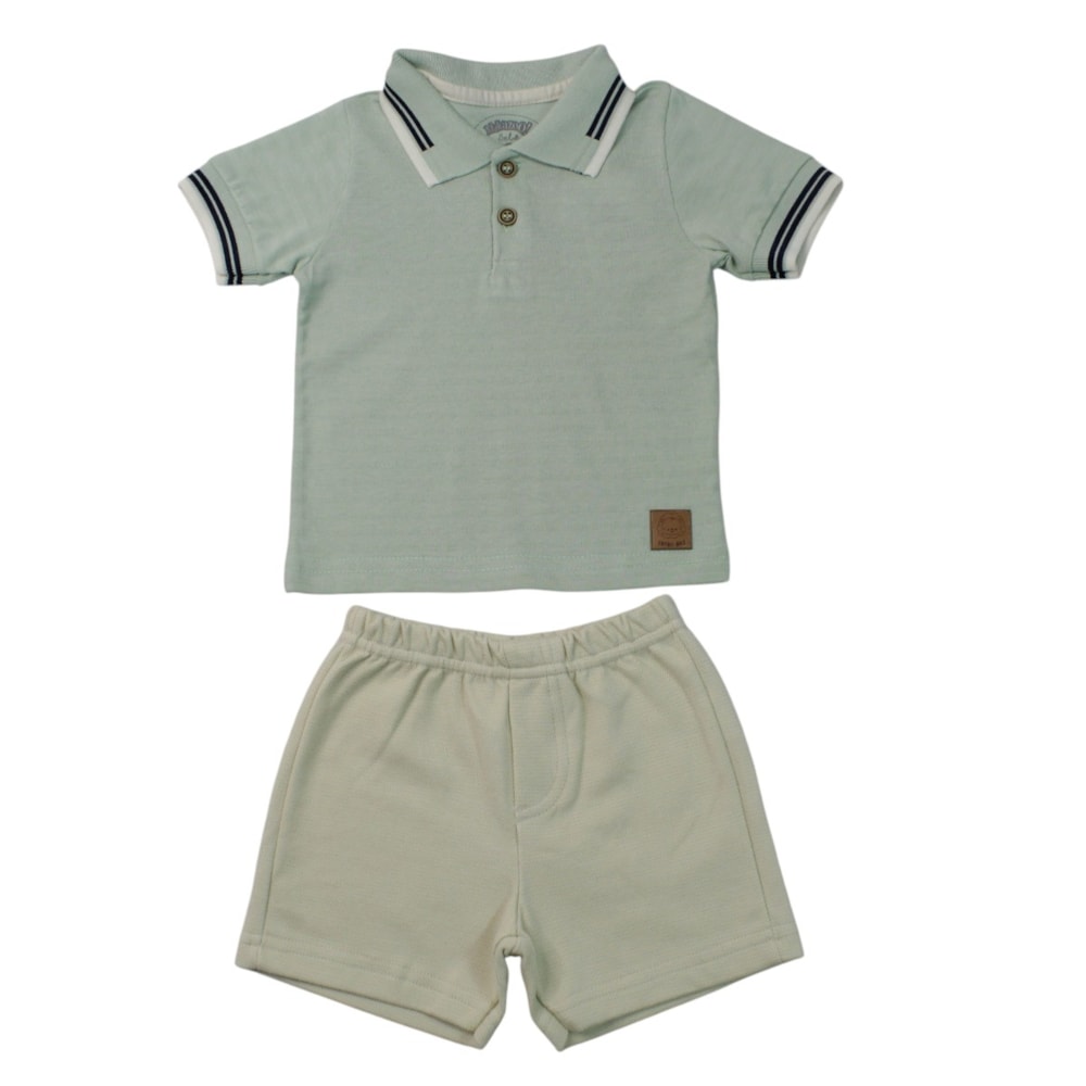 Conjunto Masculino Polo Trabalhada e Bermuda Moletinho A5080 - Alakazoo